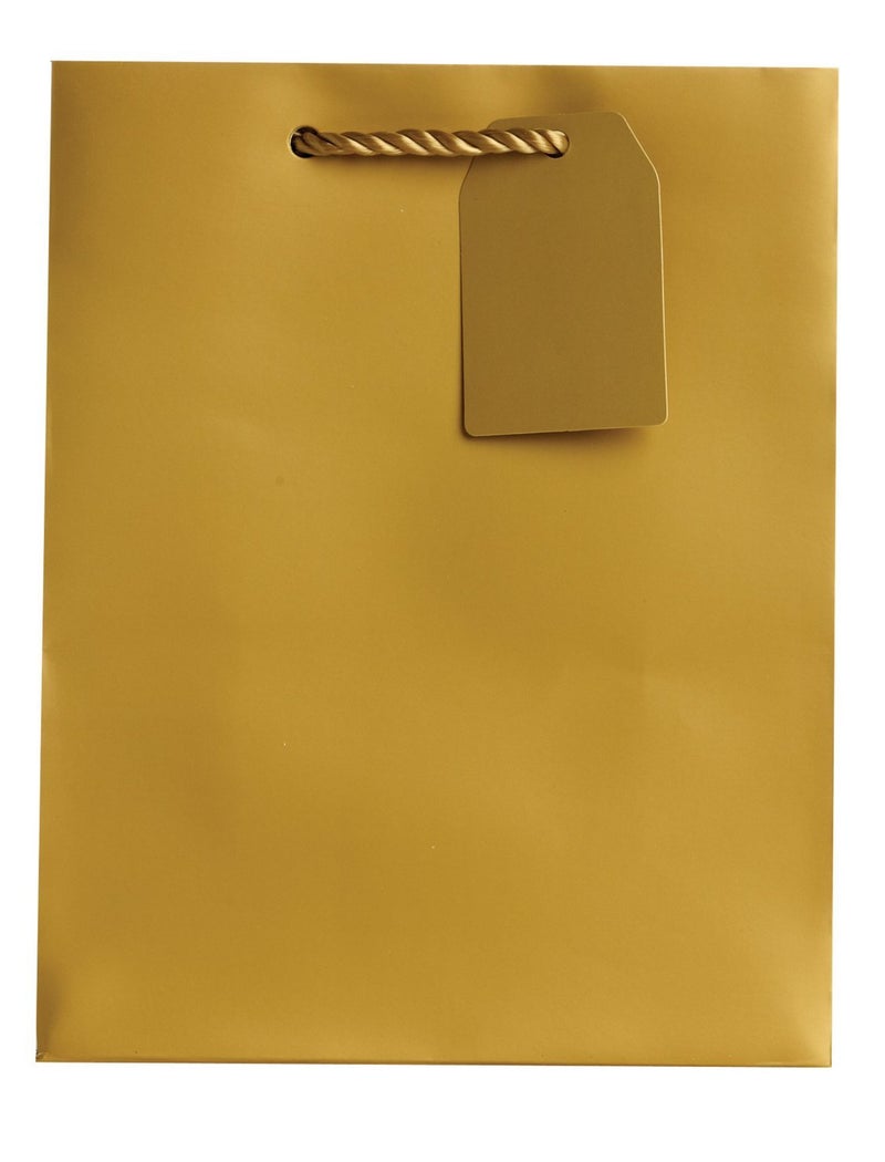 Jillson Roberts 6-Count Medium 8" x 10" x 4" All-Occasion Gift Bags Available in 20 Solid Colors, Gold Matte - Image 1